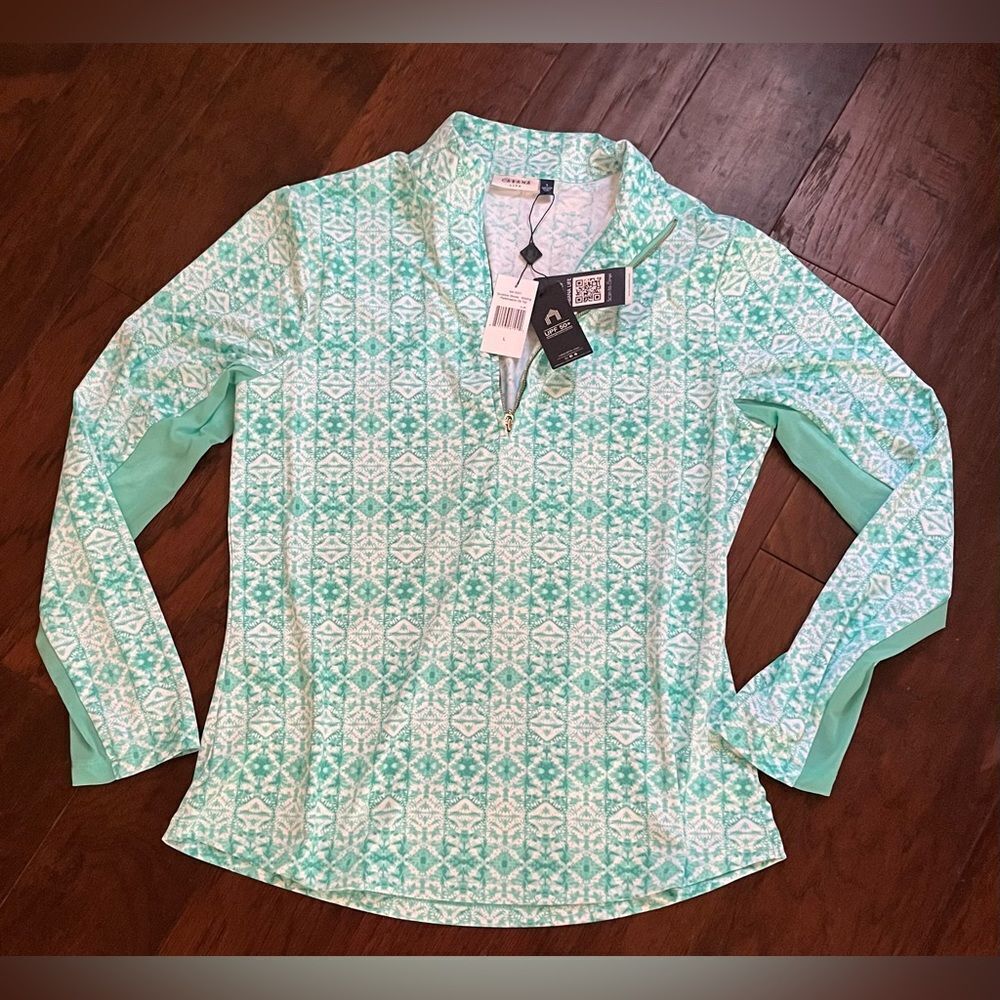 Cabana Life Sunshine Shores Wicking Performance Zip Top Size Large UPF 50+ NWT